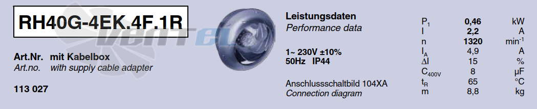 Характеристики Ziehl-abegg RH40G-4EK.4F.1R