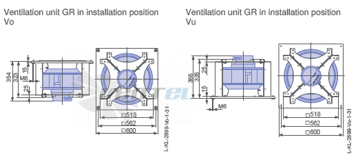 Ziehl-abegg ER45C-ZIK.DC.CR 1ф 220V габаритные и присоединительные размеры, диаметр, рабочее колесо