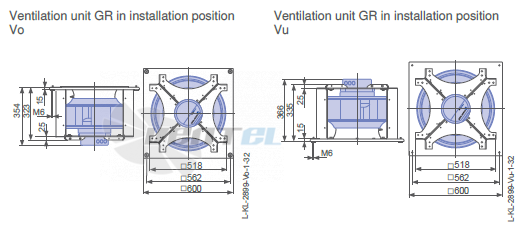 Ziehl-abegg ER45C-ZIK.DC.CR 3ф 220V габаритные и присоединительные размеры, диаметр, рабочее колесо
