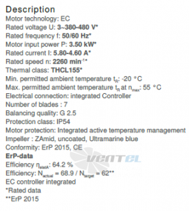 Вентилятор Ziehl-abegg RH45C-ZIK.GG.CR 3ф 380V цены, каталоги, прайсы