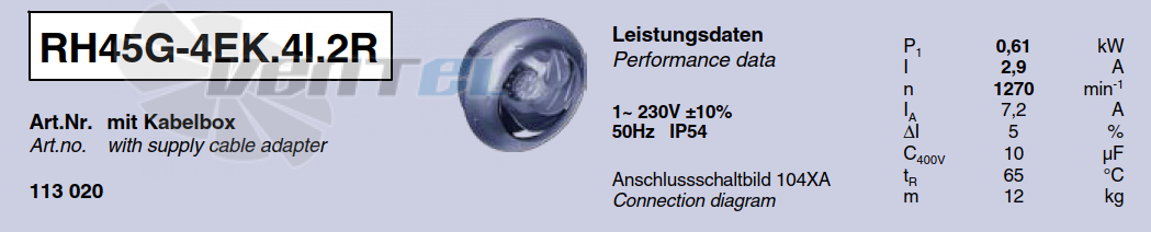 Характеристики Ziehl-abegg RH45G-4EK.4I.2R