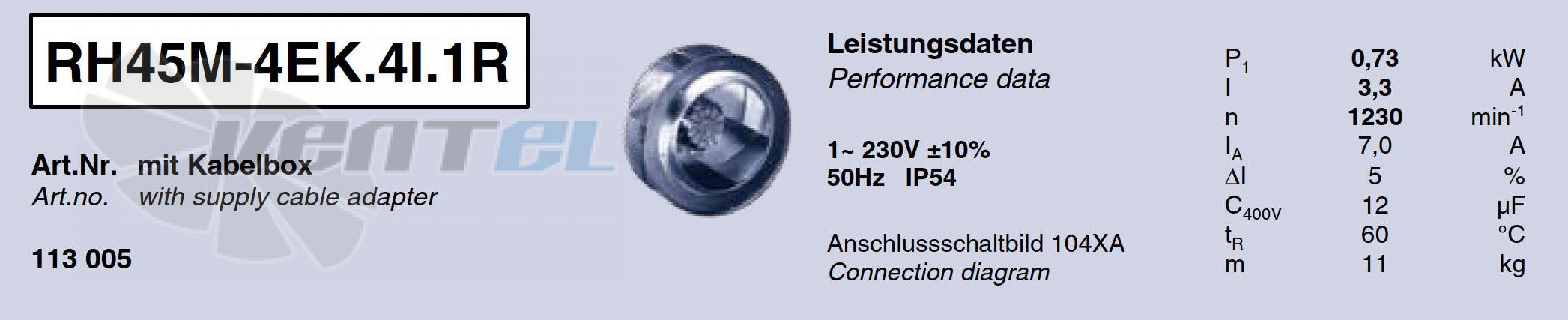 Характеристики Ziehl-abegg RH45M-4EK.4I.1R