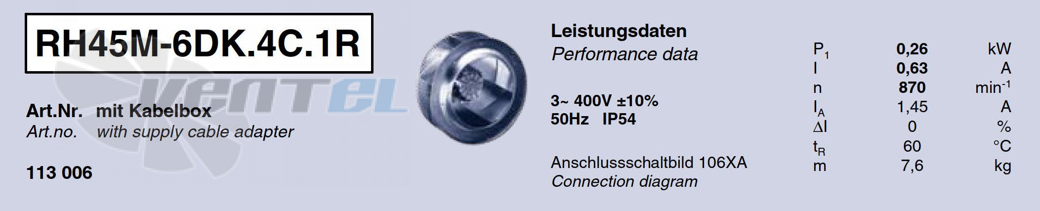 Характеристики Ziehl-abegg RH45M-6DK.4C.1R