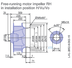Ziehl-abegg RH45V-4DK.4I.1R габаритные и присоединительные размеры, диаметр, рабочее колесо