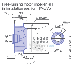 Ziehl-abegg RH45V-4EK.4I.1R габаритные и присоединительные размеры, диаметр, рабочее колесо