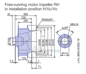 Ziehl-abegg RH45V-SDK.4C.1R габаритные и присоединительные размеры, диаметр, рабочее колесо