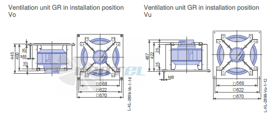 Ziehl-abegg GR50C-ZID.GG.CR 3ф 380V габаритные и присоединительные размеры, диаметр, рабочее колесо