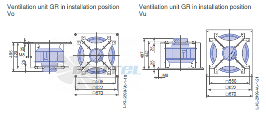 Ziehl-abegg GR50C-ZID.GL.CR 3ф 380V габаритные и присоединительные размеры, диаметр, рабочее колесо