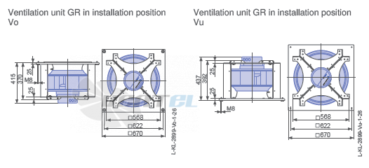 Ziehl-abegg GR50C-ZIK.GG.CR 3ф 220V габаритные и присоединительные размеры, диаметр, рабочее колесо