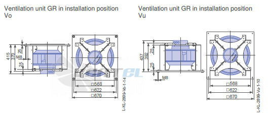 Ziehl-abegg RH50C-ZIK.GG.CR 3ф 380V габаритные и присоединительные размеры, диаметр, рабочее колесо