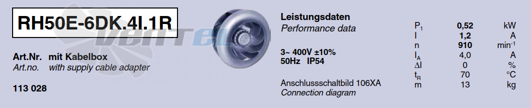 Характеристики Ziehl-abegg RH50E-6DK.4I.1R