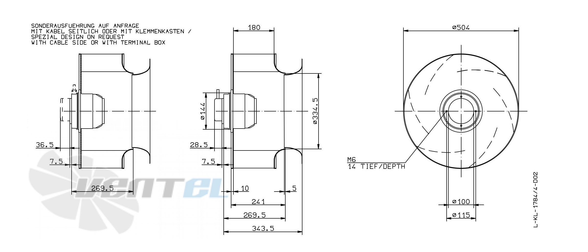 Габаритные и присоединительные размеры Ziehl-abegg RH50M-6EK.4F.1RR