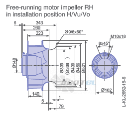 Ziehl-abegg RH50V-4DK.6K.1R габаритные и присоединительные размеры, диаметр, рабочее колесо