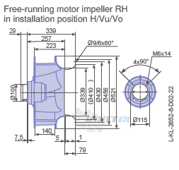 Ziehl-abegg RH50V-6DK.4F.1R габаритные и присоединительные размеры, диаметр, рабочее колесо