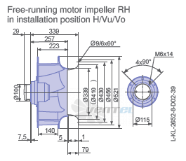 Ziehl-abegg RH50V-6DK.4I.1R габаритные и присоединительные размеры, диаметр, рабочее колесо