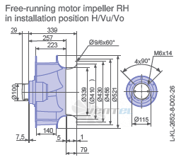 Ziehl-abegg RH50V-6EK.4.1R габаритные и присоединительные размеры, диаметр, рабочее колесо