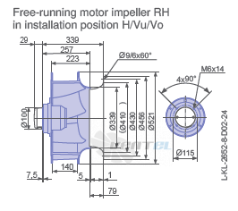 Ziehl-abegg RH50V-6EK.4F.1R габаритные и присоединительные размеры, диаметр, рабочее колесо
