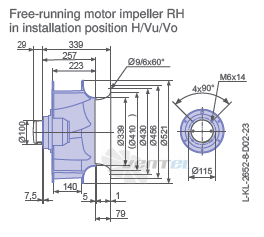 Ziehl-abegg RH50V-SDK.4F.1R габаритные и присоединительные размеры, диаметр, рабочее колесо