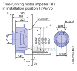 Ziehl-abegg RH50V-VDK.6F.1R габаритные и присоединительные размеры, диаметр, рабочее колесо