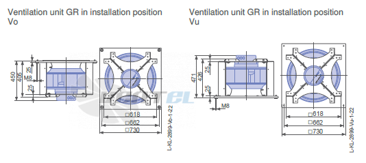 Ziehl-abegg GR56C-ZIK.GL.CR 3ф 380V габаритные и присоединительные размеры, диаметр, рабочее колесо