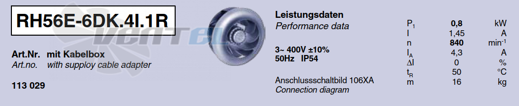 Характеристики Ziehl-abegg RH56E-6DK.4I.1R