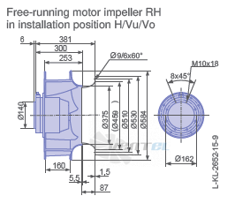 Ziehl-abegg RH56V-4DK.6K.1R габаритные и присоединительные размеры, диаметр, рабочее колесо