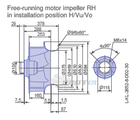 Ziehl-abegg RH56V-6DK.4F.1R габаритные и присоединительные размеры, диаметр, рабочее колесо