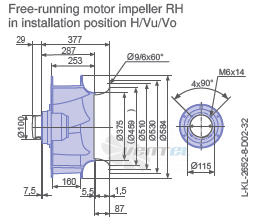 Ziehl-abegg RH56V-8DK.4F.1R габаритные и присоединительные размеры, диаметр, рабочее колесо