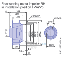Ziehl-abegg RH56V-8EK.6C.1R габаритные и присоединительные размеры, диаметр, рабочее колесо