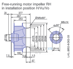Ziehl-abegg RH56V-ADK.4F.1R габаритные и присоединительные размеры, диаметр, рабочее колесо