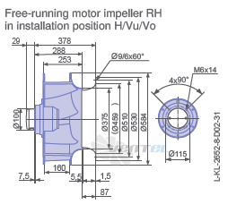 Ziehl-abegg RH56V-SDK.4F.1R габаритные и присоединительные размеры, диаметр, рабочее колесо