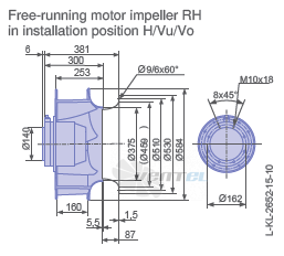 Ziehl-abegg RH56V-VDK.6K.1R габаритные и присоединительные размеры, диаметр, рабочее колесо