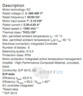 Вентилятор Ziehl-abegg RH56V-ZIK.GG.1R 3- фазный 380V цены, каталоги, прайсы