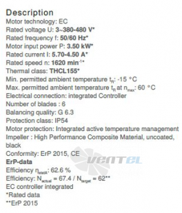 Вентилятор Ziehl-abegg RH56V-ZIK.GL.1R 3- фазный 380V цены, каталоги, прайсы