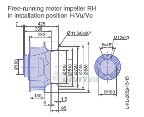 Ziehl-abegg RH63V-4DK.7Q.1R габаритные и присоединительные размеры, диаметр, рабочее колесо