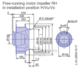 Ziehl-abegg RH63V-6DK.6K.1R габаритные и присоединительные размеры, диаметр, рабочее колесо