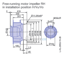 Ziehl-abegg RH63V-8DK.6C.1R габаритные и присоединительные размеры, диаметр, рабочее колесо