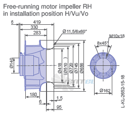 Ziehl-abegg RH63V-SDK.6K.1R габаритные и присоединительные размеры, диаметр, рабочее колесо