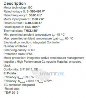 Вентилятор Ziehl-abegg RH63V-ZIK.GG.1R 3- фазный 380V цены, каталоги, прайсы