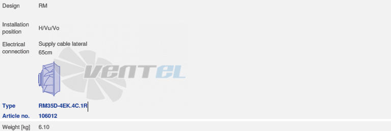 вентилятор RM35D-6DK.4A.1R исполнение, артикул,