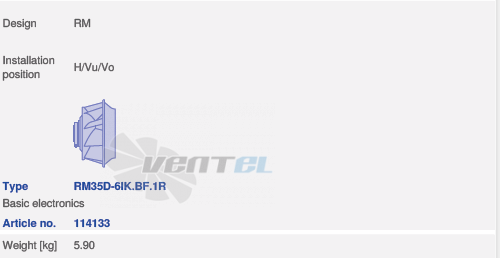 вентилятор RM35D-6IK.BF.1R исполнение, артикул,