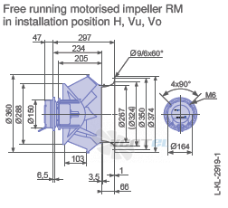 Ziehl-abegg RM35D-6IK.BF.1R габаритные и присоединительные размеры, диаметр, рабочее колесо
