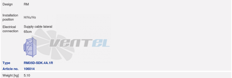 вентилятор RM35D-SDK.4A.1R исполнение, артикул,
