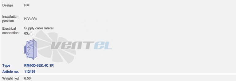 вентилятор RM40D-6EK.4C.1R исполнение, артикул,