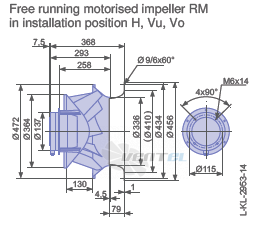 Ziehl-abegg RM45D-SDK.4F.1R габаритные и присоединительные размеры, диаметр, рабочее колесо