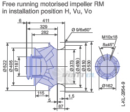 Ziehl-abegg RM50D-6EK.6C.1R габаритные и присоединительные размеры, диаметр, рабочее колесо