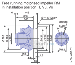 Ziehl-abegg RM56D-VDK.6N.1R габаритные и присоединительные размеры, диаметр, рабочее колесо