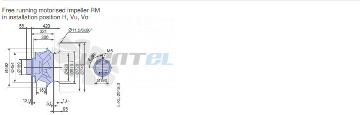 Ziehl-abegg RM56D-ZIK.DG.1R габаритные и присоединительные размеры, диаметр, рабочее колесо