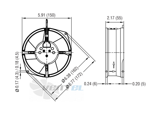 Габаритные размеры Ebmpapst W2S130-BM15-01