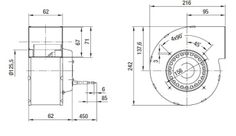 Вентилятор Ebmpapst G2E140-DI52-01 центробежный